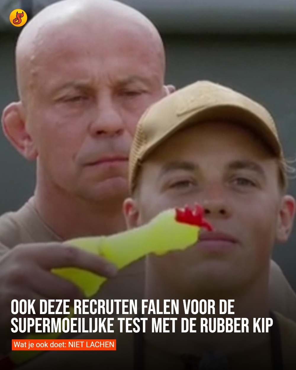 Ook deze recruten falen voor de supermoeilijke test met de rubber kip