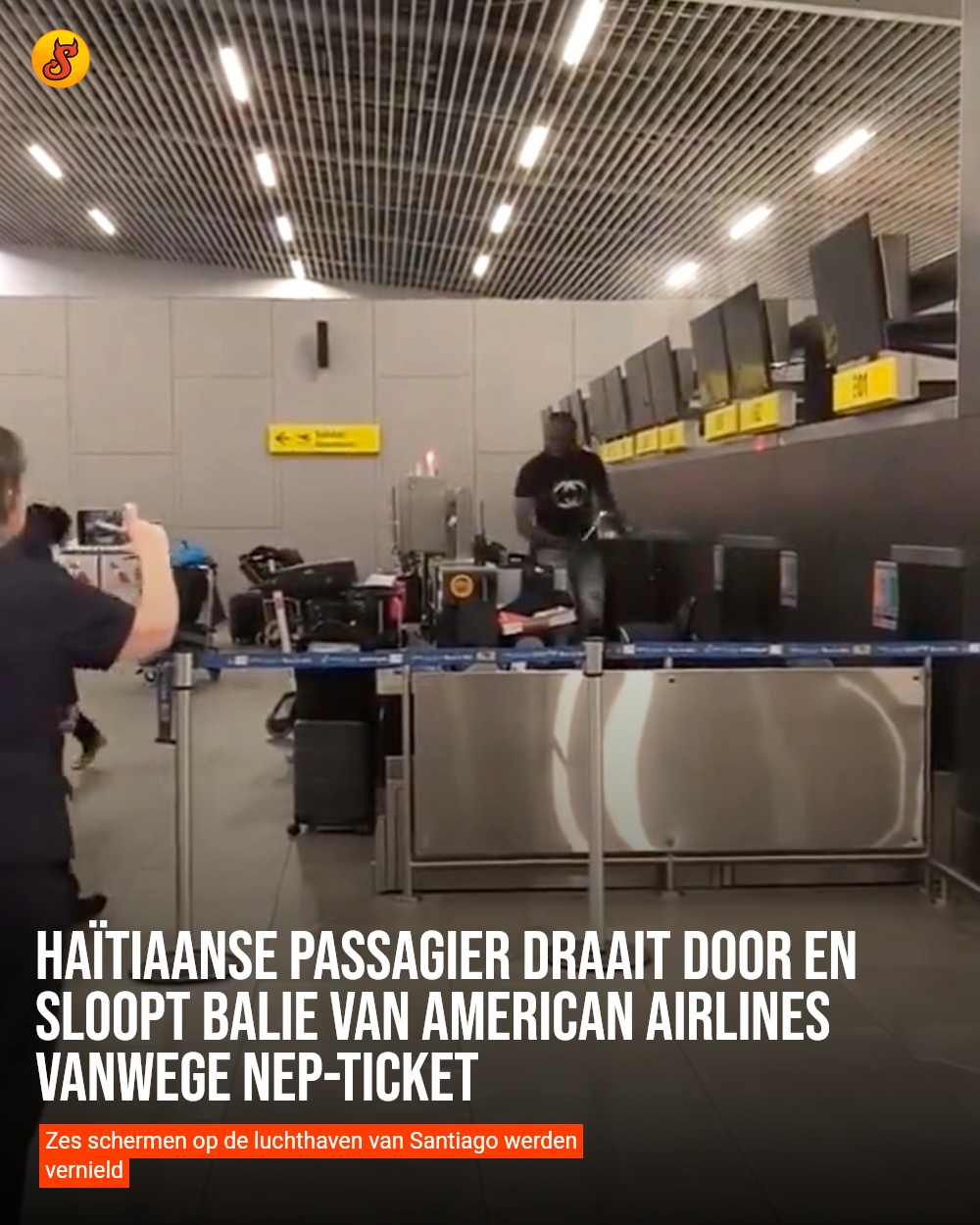 Haïtiaanse passagier draait door en sloopt balie van American Airlines vanwege nep-ticket