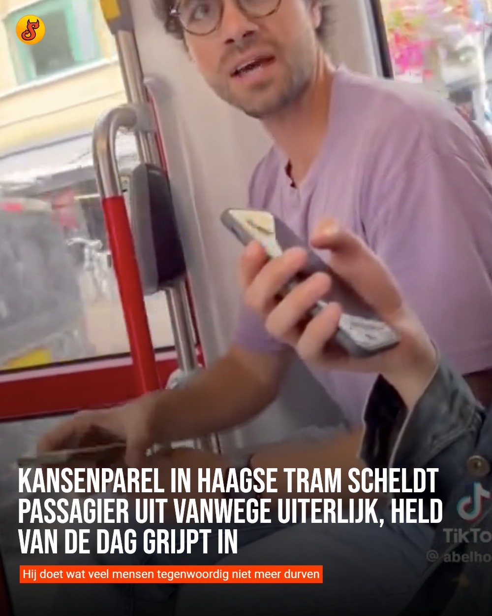 Kansenparel in Haagse tram scheldt passagier uit vanwege uiterlijk, held van de dag grijpt in