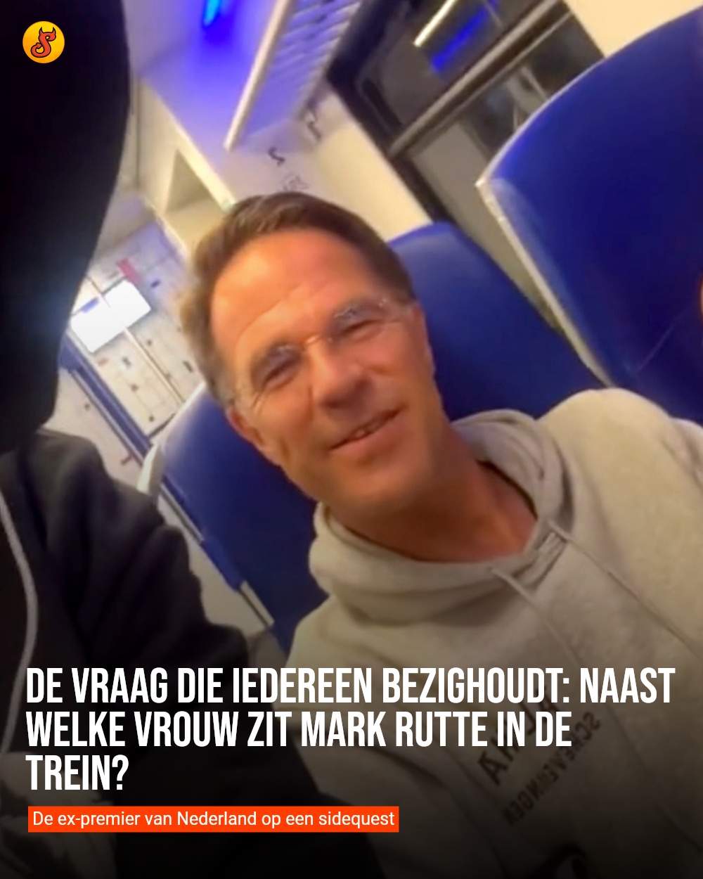 De vraag die IEDEREEN bezighoudt: naast welke vrouw zit Mark Rutte in de trein?