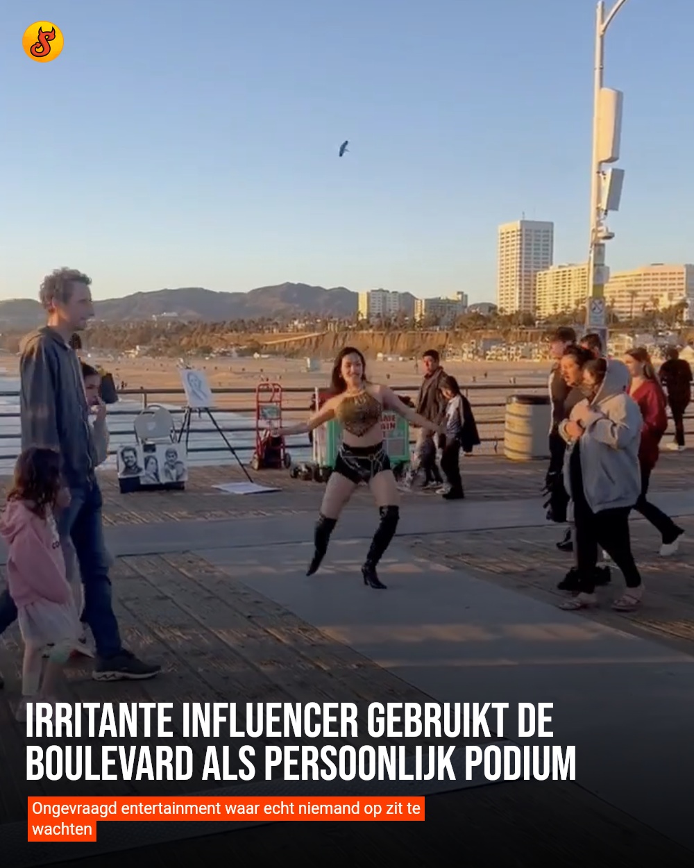 Irritante influencer gebruikt de boulevard als persoonlijk podium