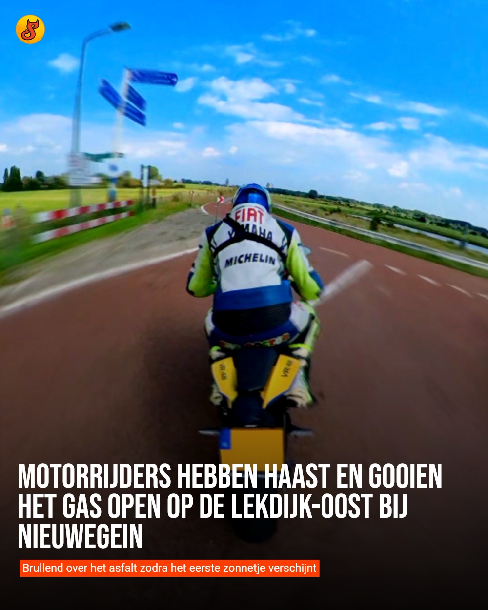 Motorrijders hebben haast en gooien het gas open op de Lekdijk-Oost bij Nieuwegein