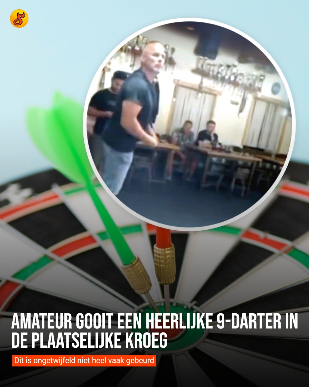 Amateur gooit een heerlijke 9-darter in de plaatselijke kroeg