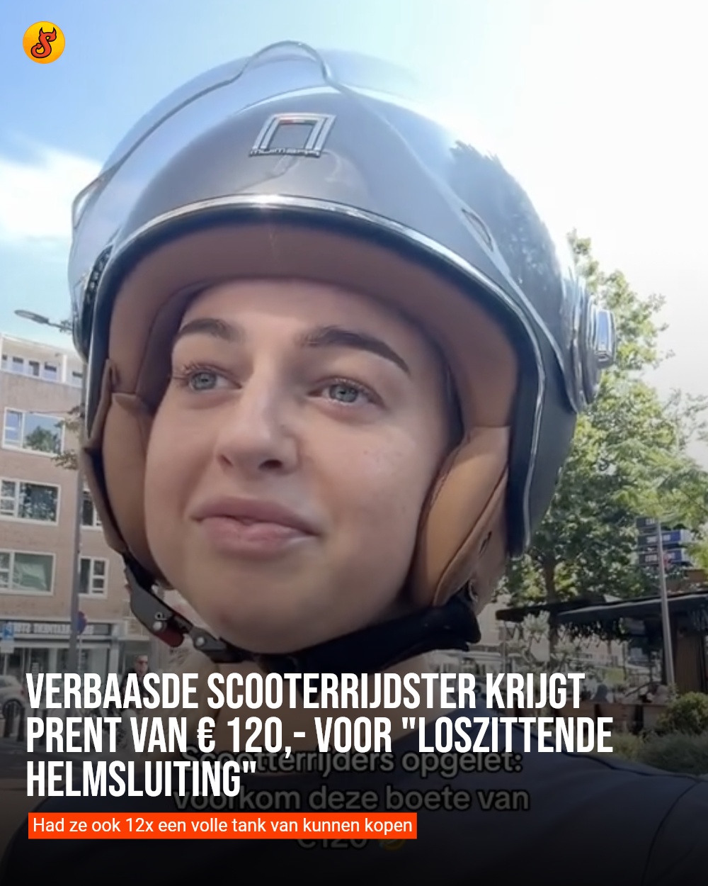 Verbaasde scooterrijdster krijgt prent van € 120,- voor "loszittende helmsluiting"