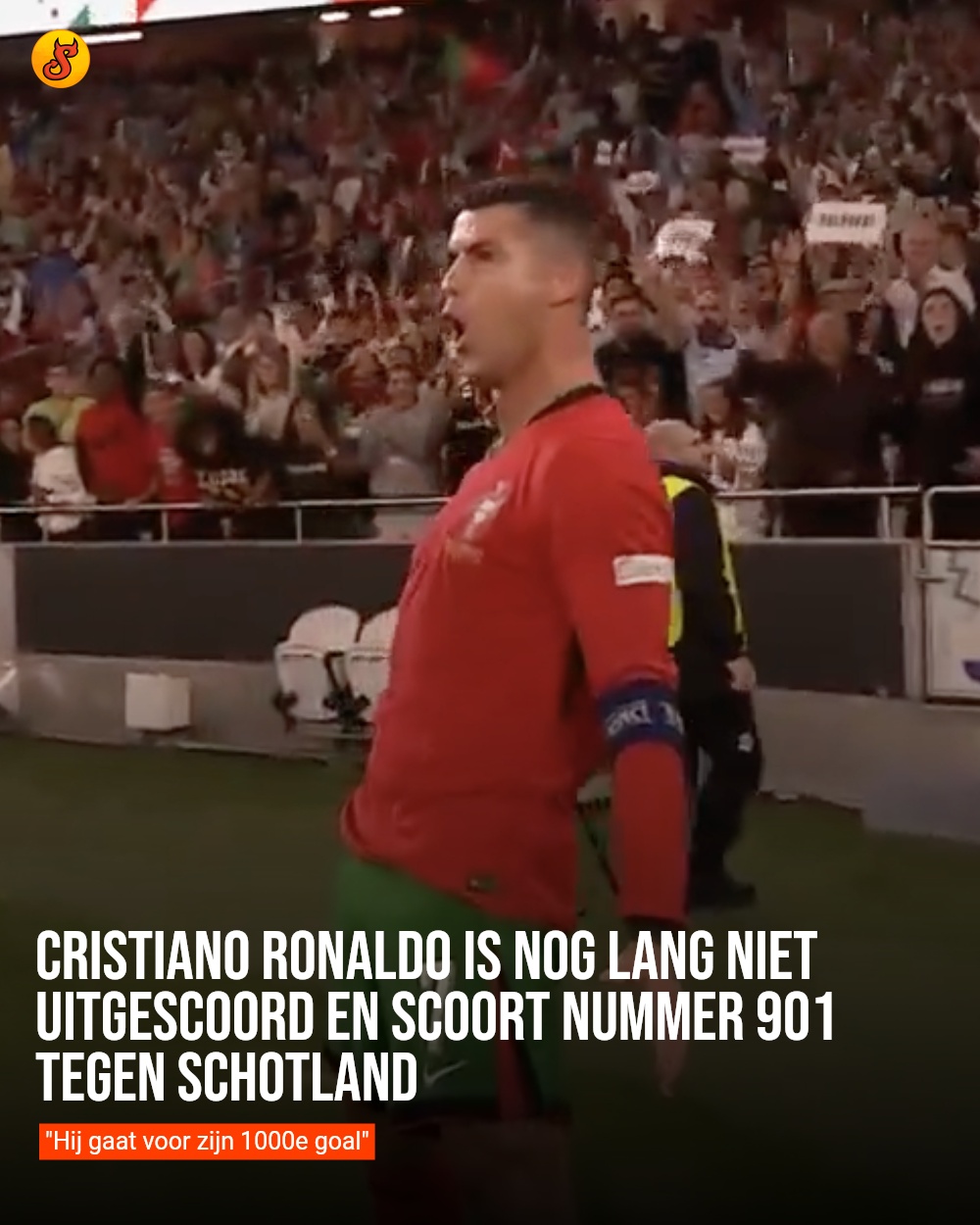 Cristiano Ronaldo is nog lang niet uitgescoord en scoort nummer 901 tegen Schotland