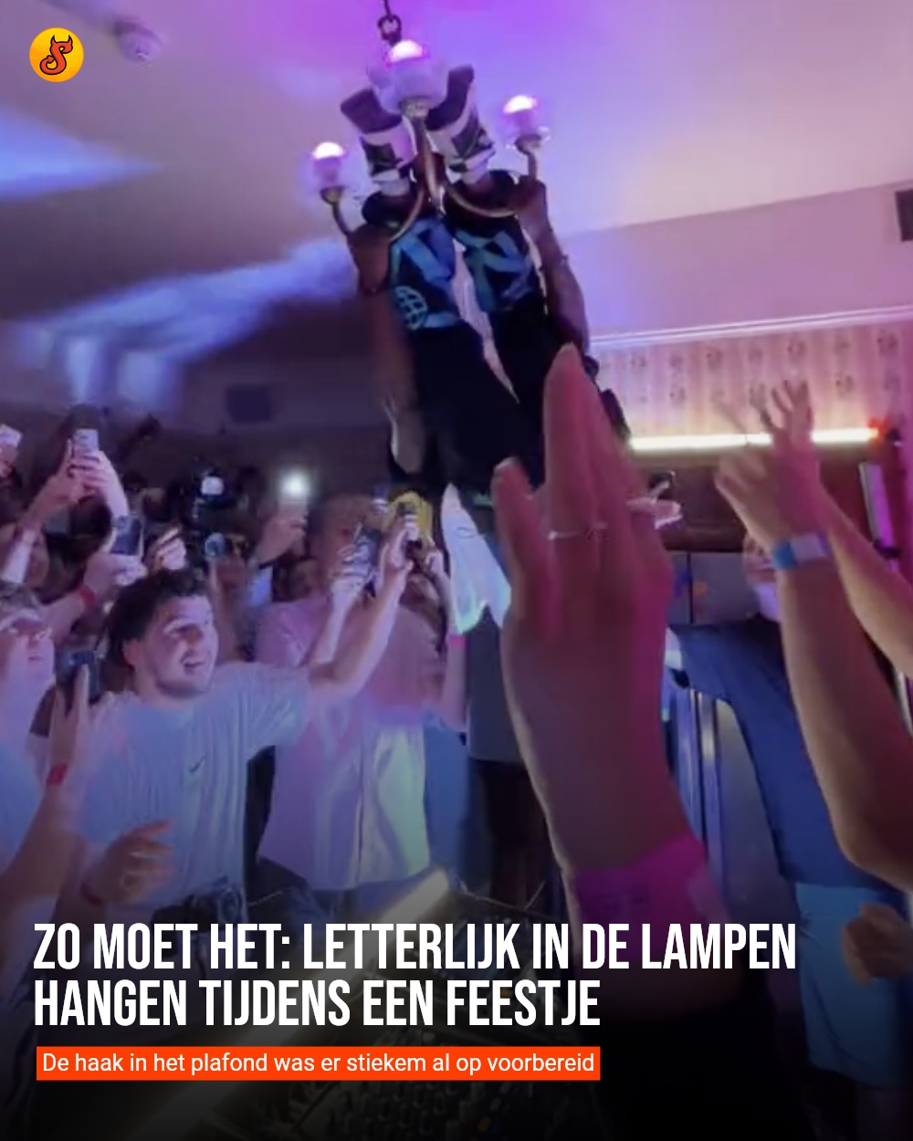 Zo moet het: Letterlijk in de lampen hangen tijdens een feestje