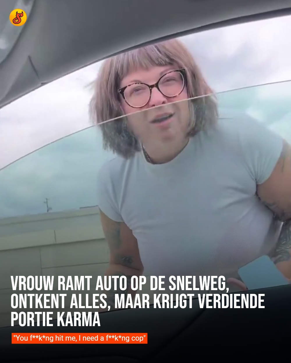 Vrouw ramt auto op de snelweg, ontkent alles, maar krijgt verdiende portie karma