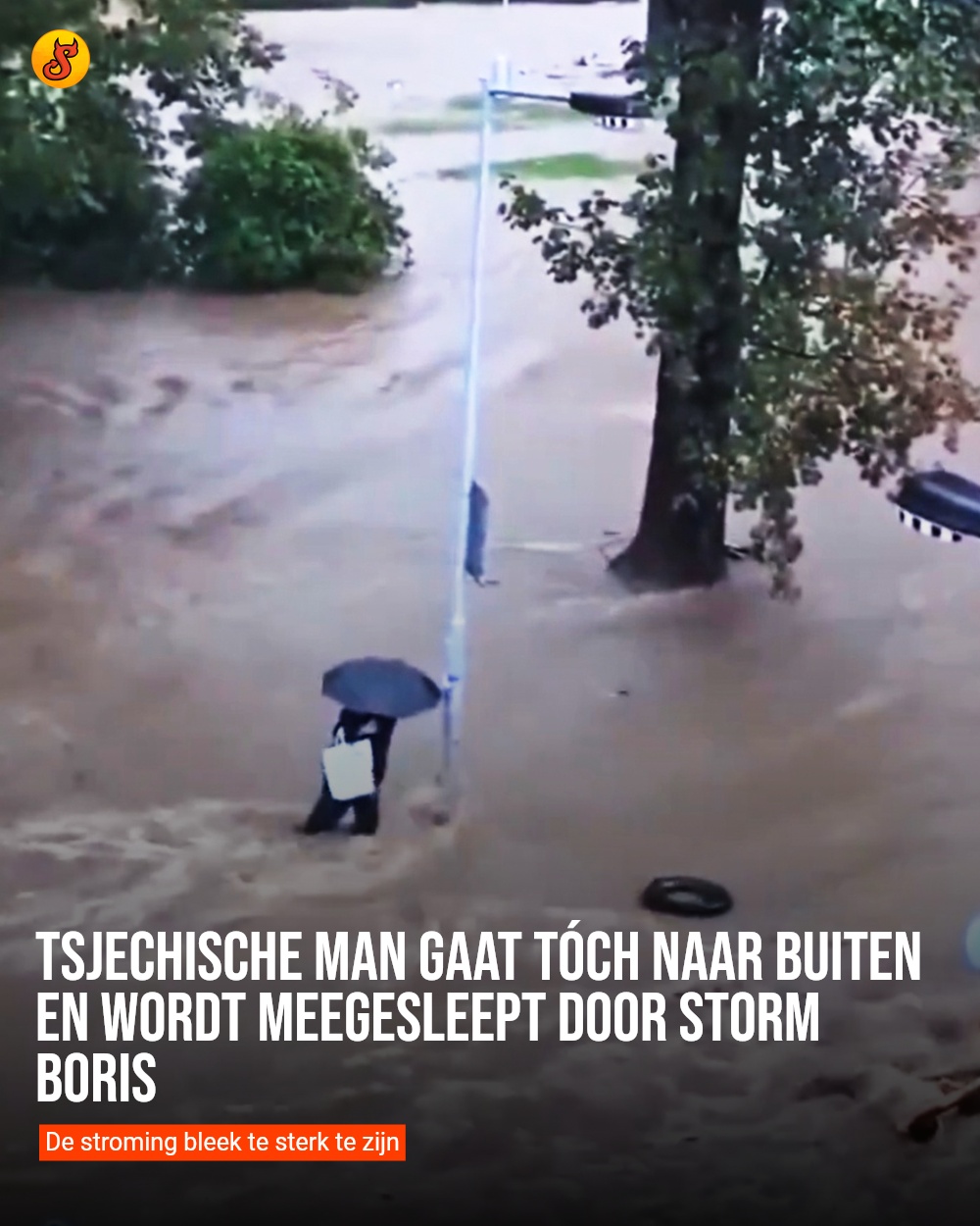 Tsjechische man gaat tóch naar buiten en wordt meegesleept door storm Boris