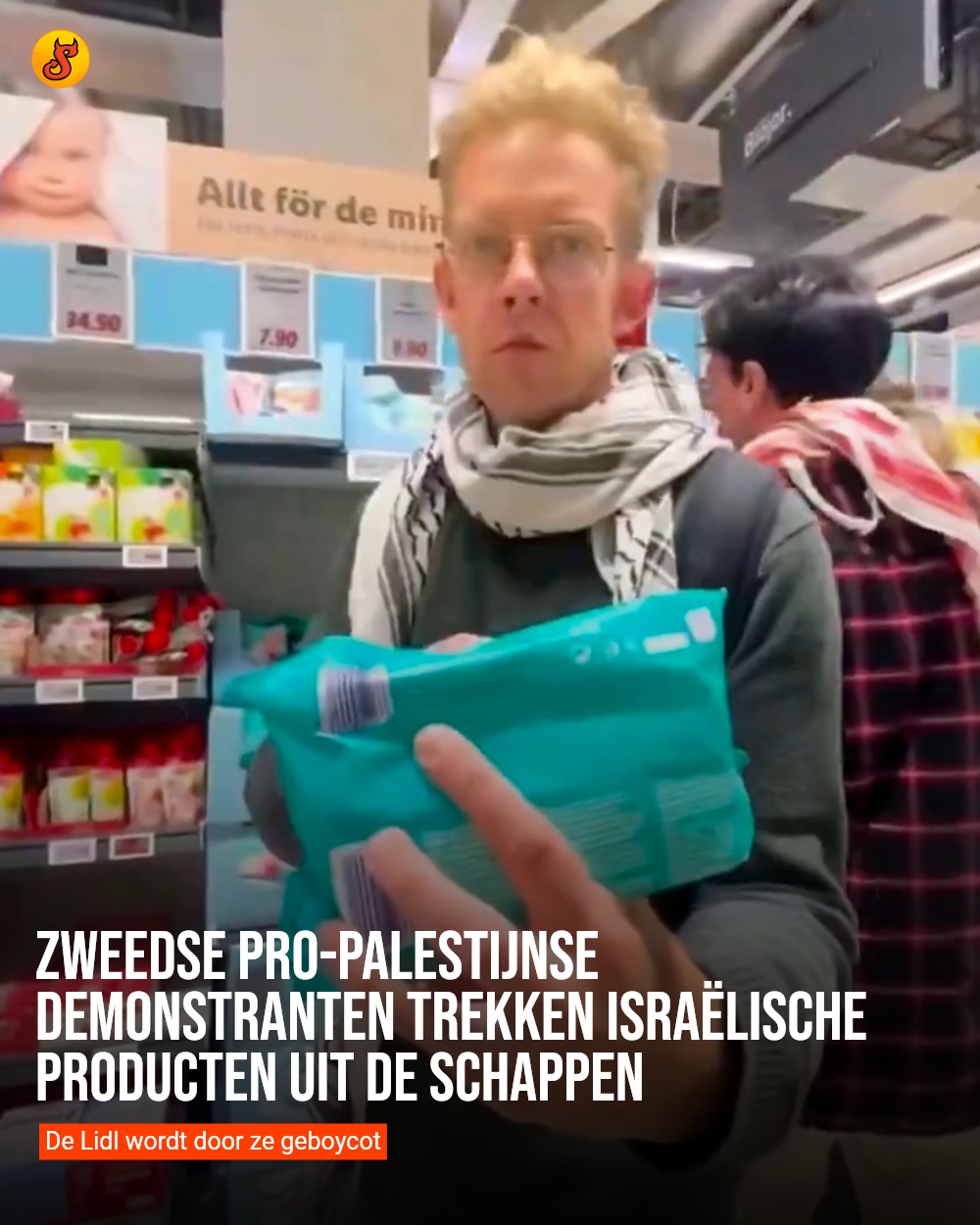 Zweedse pro-Palestijnse demonstranten trekken Israëlische producten uit de schappen