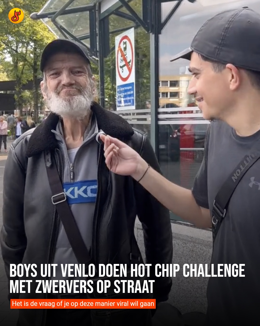 Boys uit Venlo doen Hot Chip Challenge met zwervers op straat