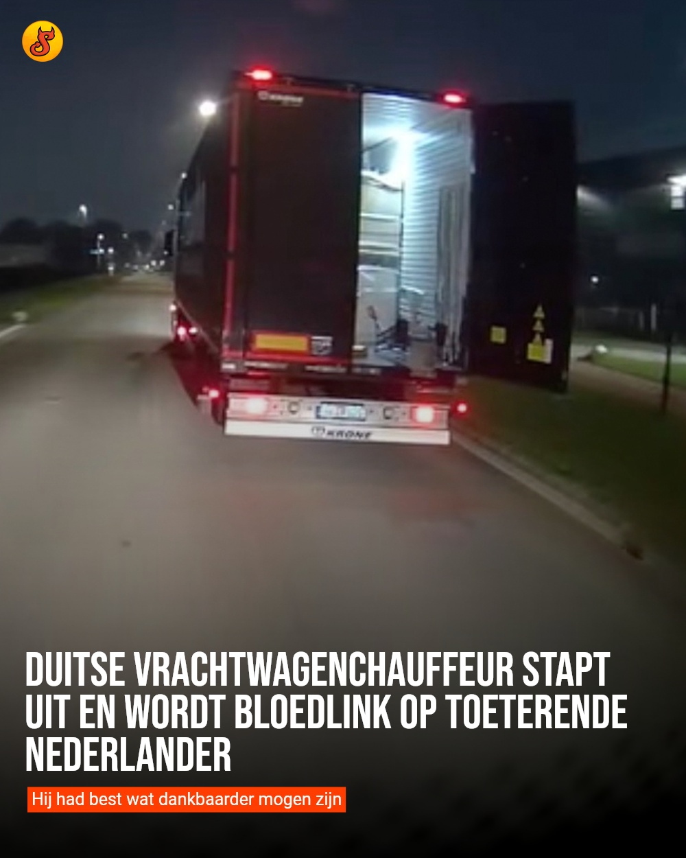 Duitse vrachtwagenchauffeur stapt uit en wordt bloedlink op toeterende Nederlander