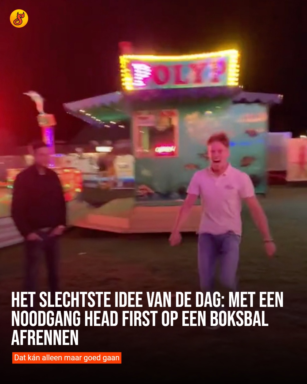 Het slechtste idee van de dag: Met een noodgang head first op een boksbal afrennen