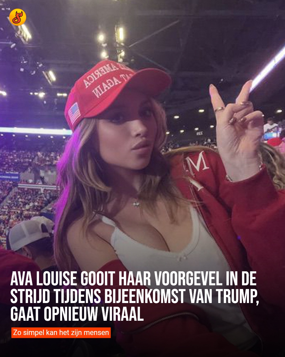 Ava Louise gooit haar voorgevel in de strijd tijdens bijeenkomst van Trump, gaat opnieuw viraal