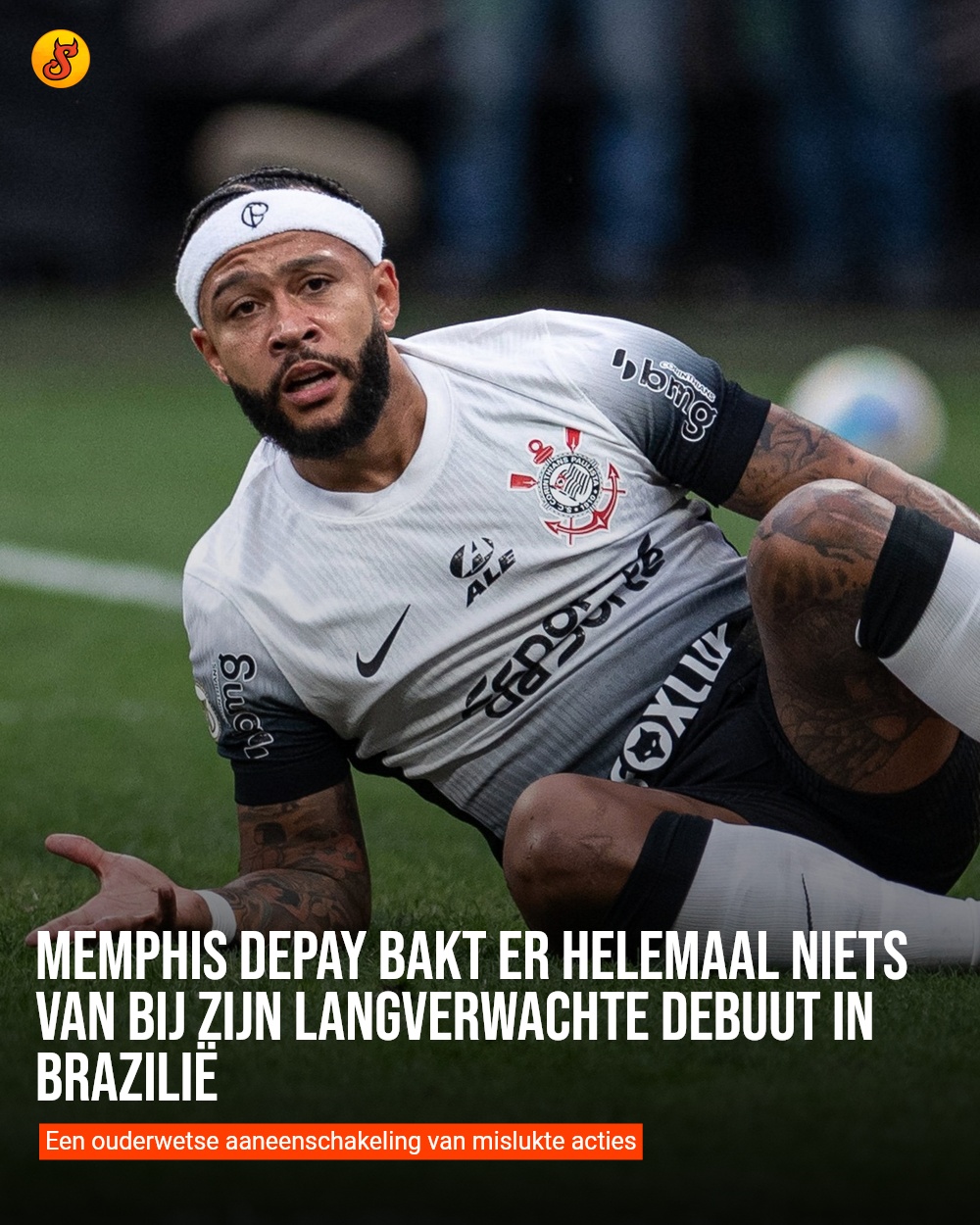 Memphis Depay bakt er helemaal niets van bij zijn langverwachte debuut in Brazilië