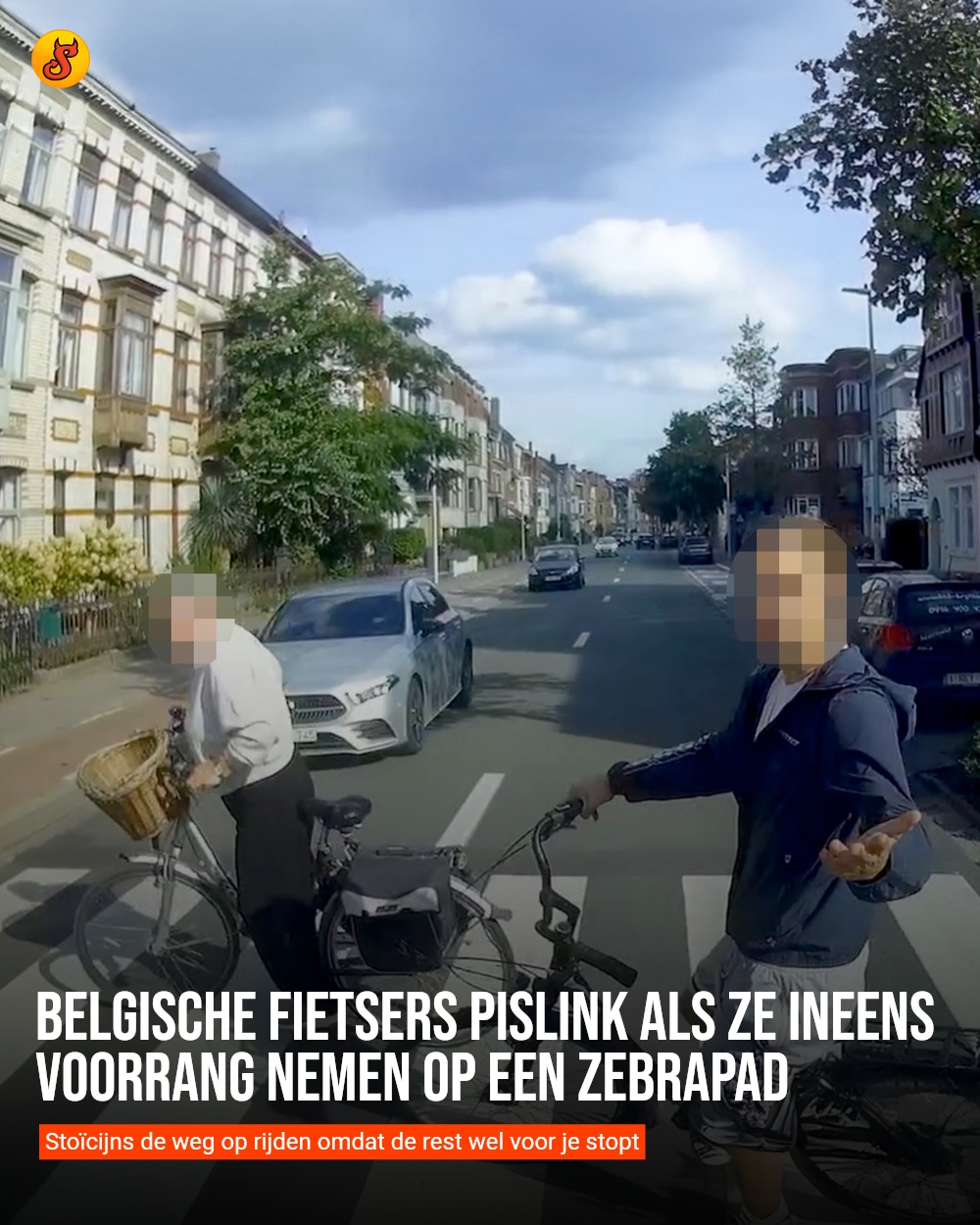 Belgische fietsers pislink als ze ineens voorrang nemen op een zebrapad