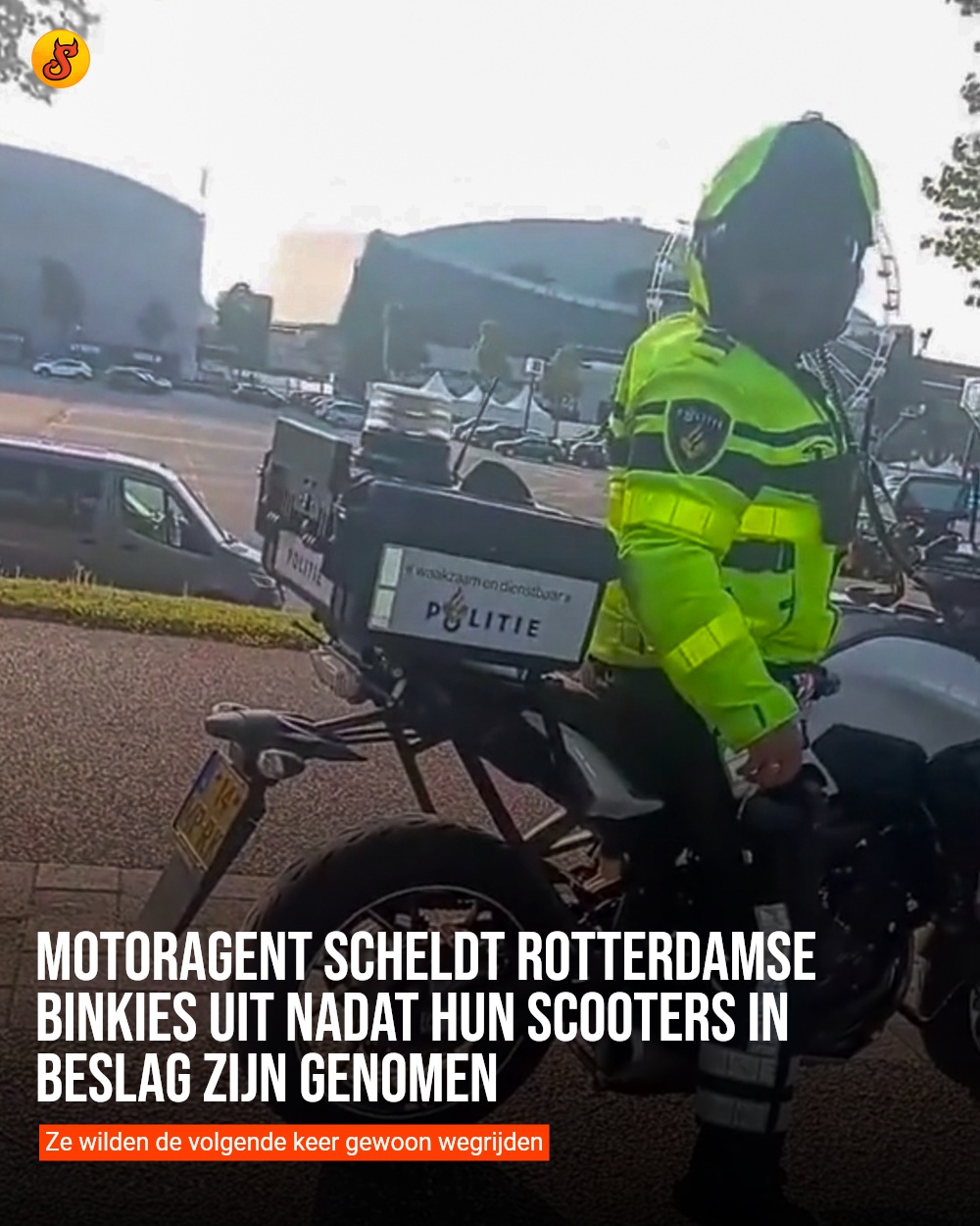 Motoragent scheldt Rotterdamse binkies uit nadat hun scooters in beslag zijn genomen