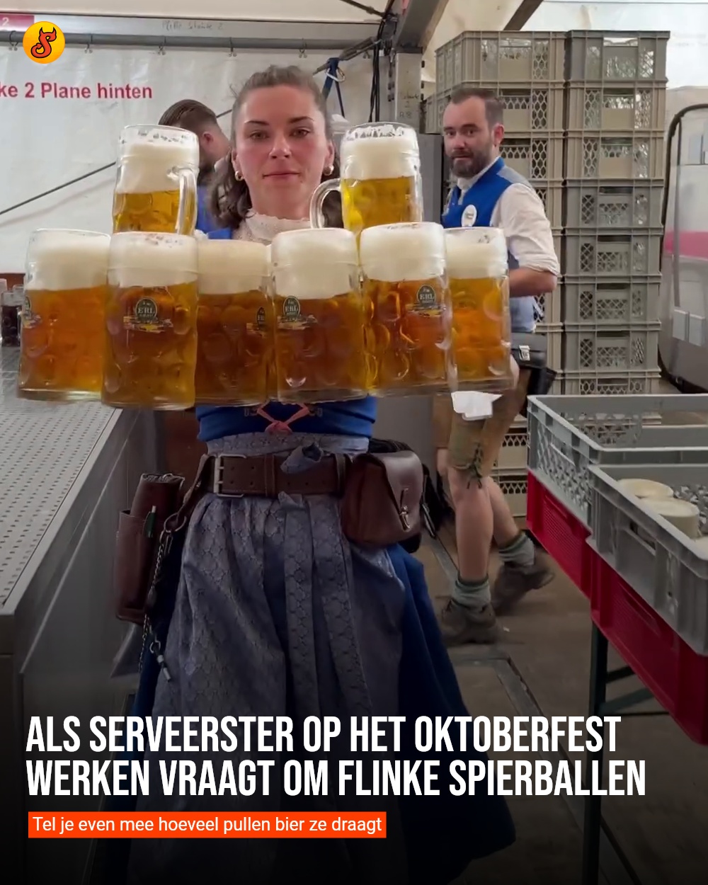 Als serveerster op het Oktoberfest werken vraagt om flinke spierballen