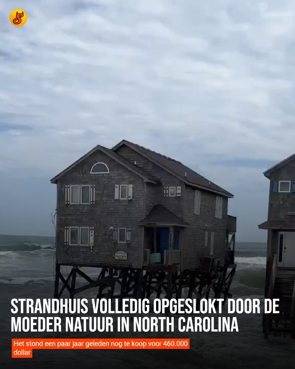 Strandhuis volledig opgeslokt door de moeder natuur in North Carolina