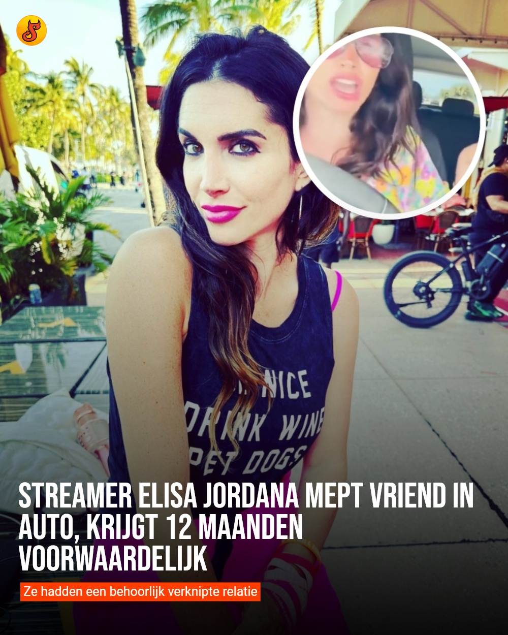 Streamer Elisa Jordana mept vriend in auto, krijgt 12 maanden voorwaardelijk