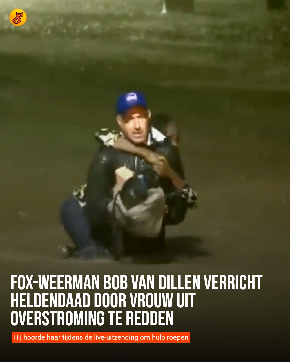 FOX-weerman Bob Van Dillen verricht heldendaad door vrouw uit overstroming te redden