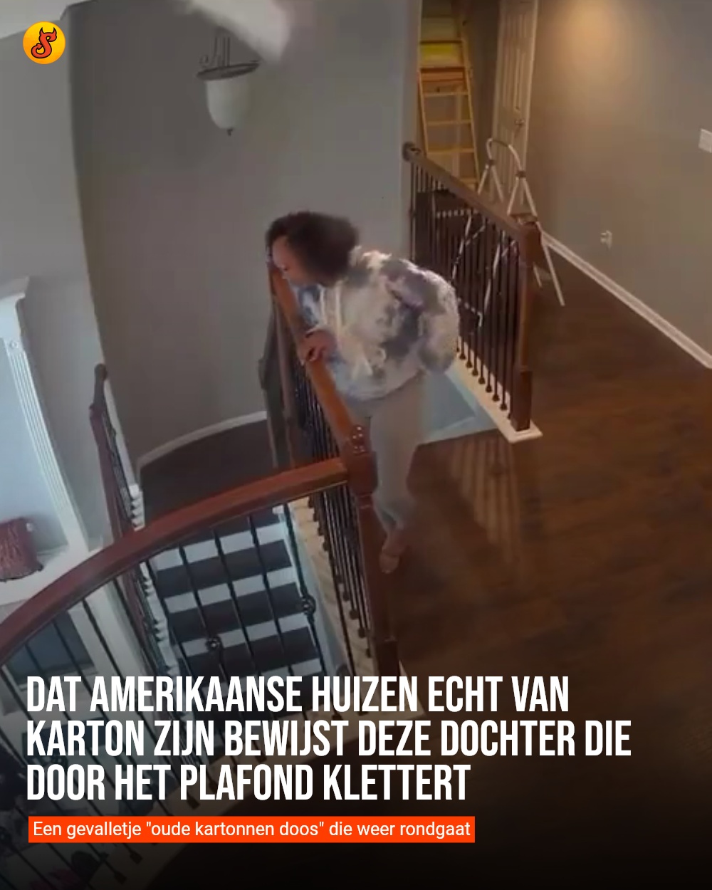 Dat Amerikaanse huizen echt van karton zijn bewijst deze dochter die door het plafond klettert