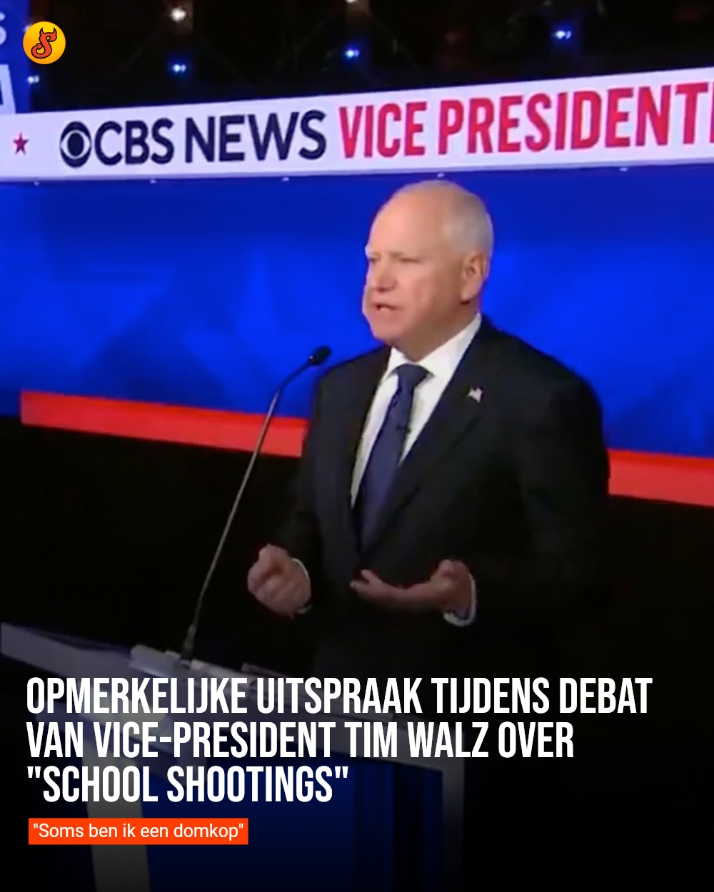 Opmerkelijke uitspraak tijdens debat van vice-president Tim Walz over "school shootings"