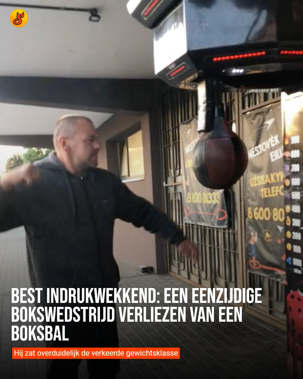 Best indrukwekkend: Een eenzijdige bokswedstrijd verliezen van een boksbal