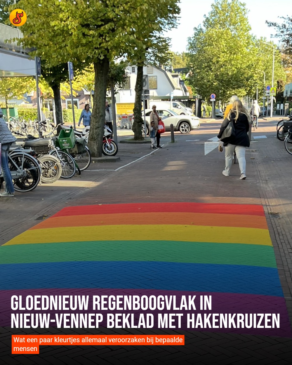 Gloednieuw regenboogvlak in Nieuw-Vennep beklad met hakenkruizen