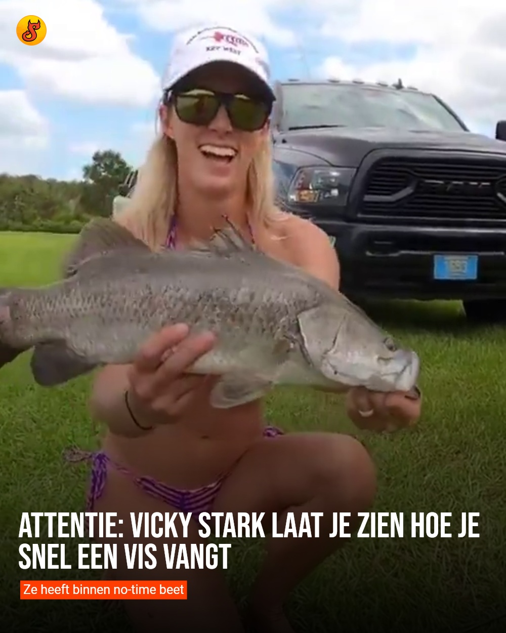 Attentie: Vicky Stark laat je zien hoe je snel een vis vangt