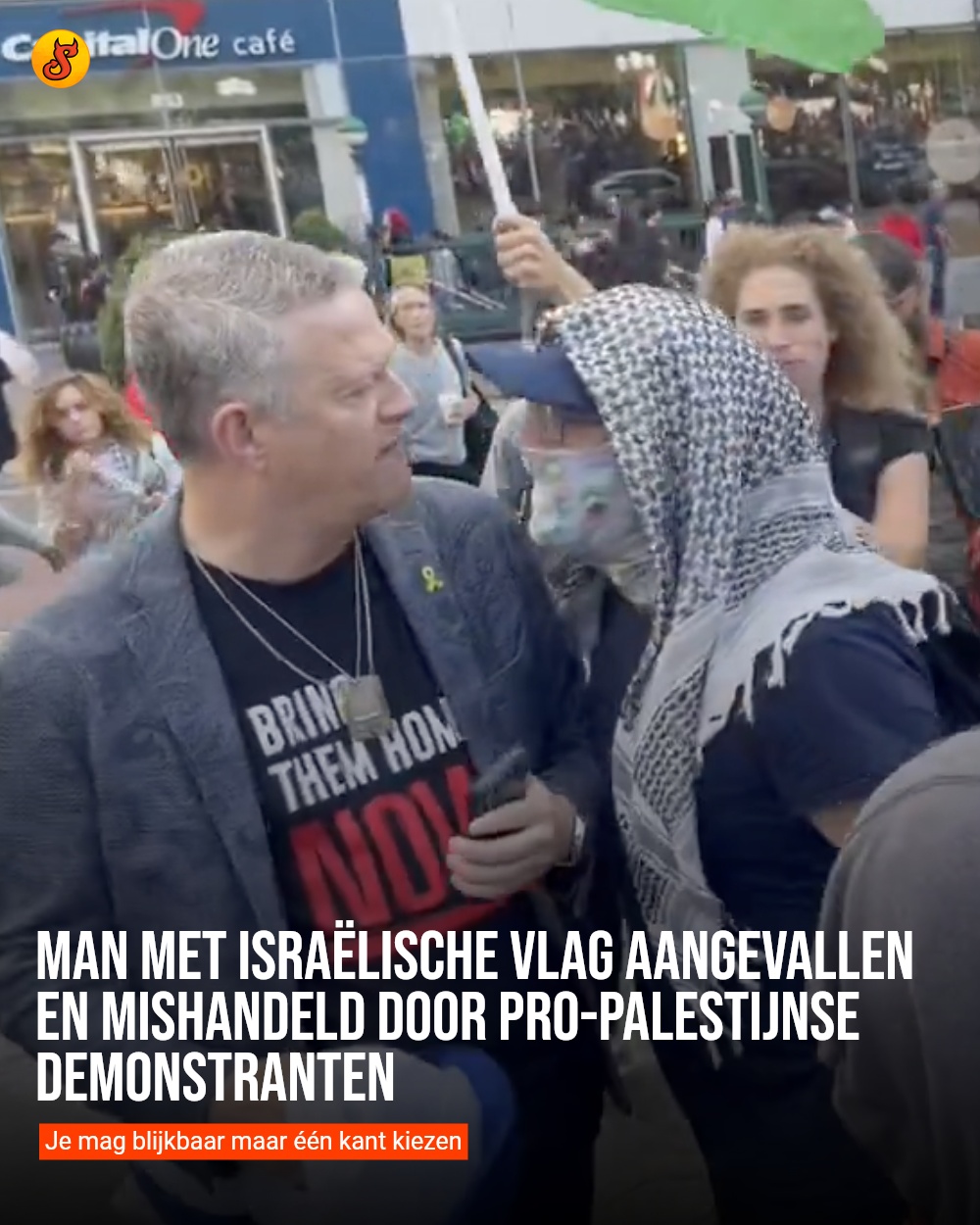 Man met Israëlische vlag aangevallen en mishandeld door pro-Palestijnse demonstranten