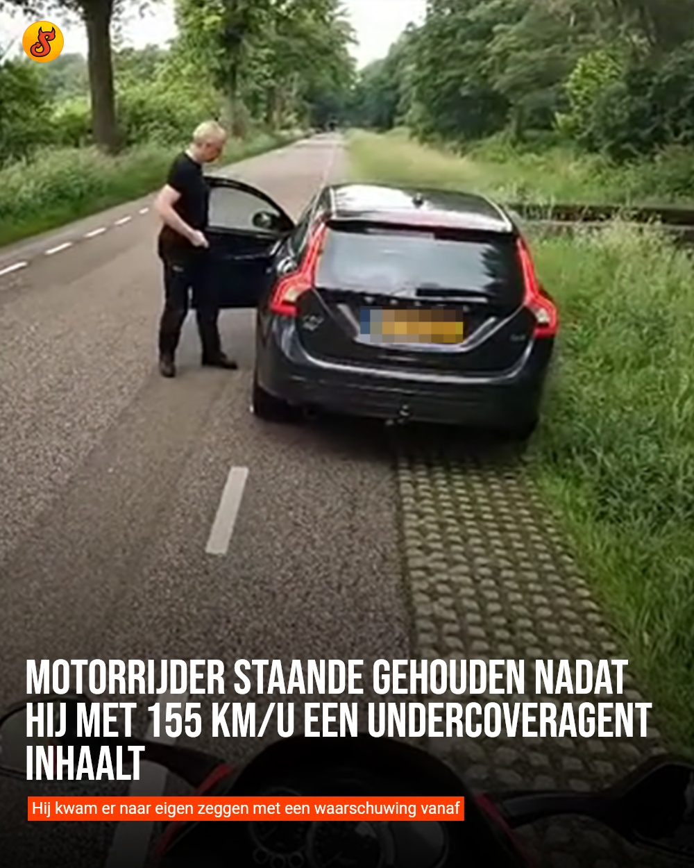 Motorrijder staande gehouden nadat hij met 155 km/u een undercoveragent inhaalt