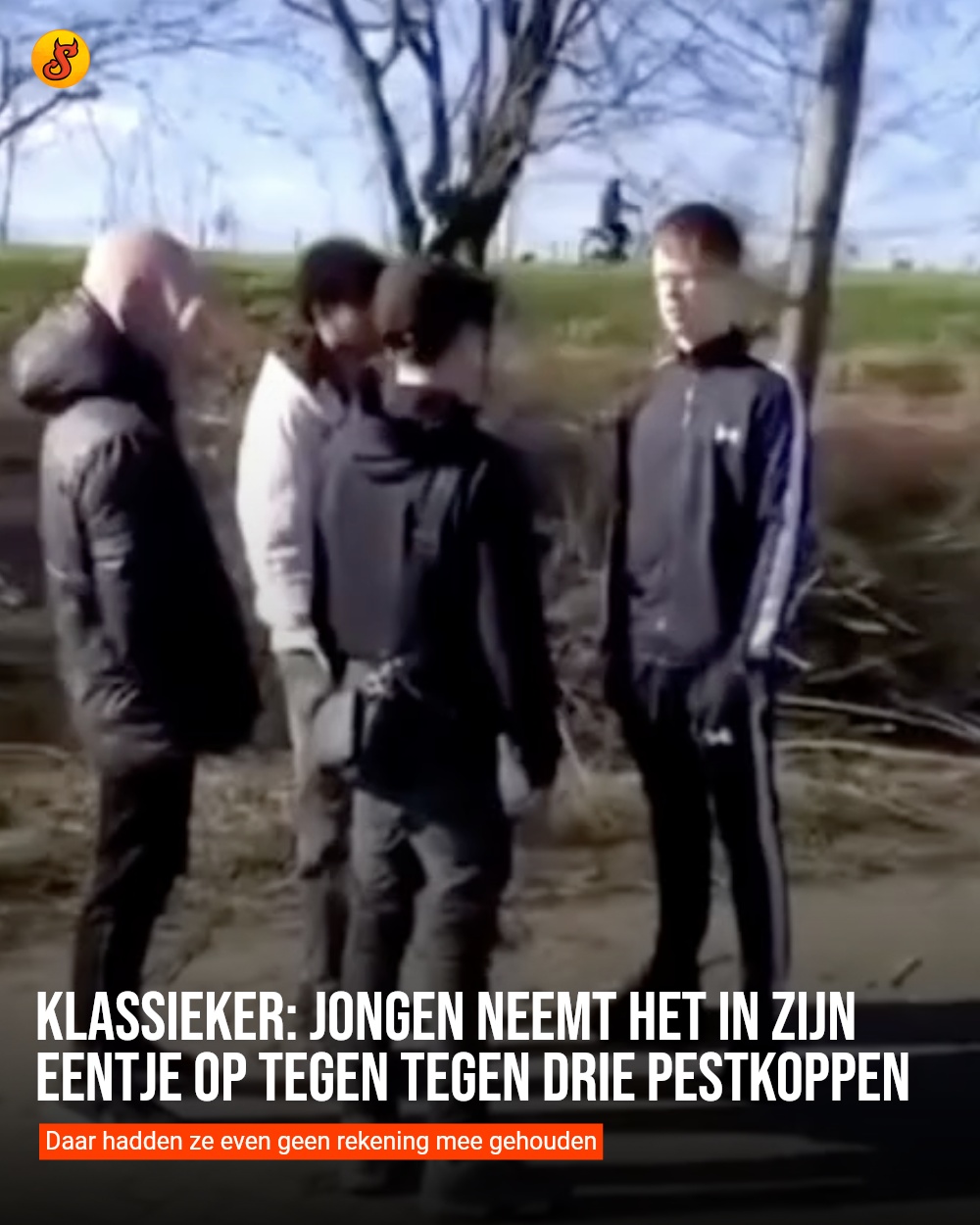 Klassieker: Jongen neemt het in zijn eentje op tegen tegen drie pestkoppen