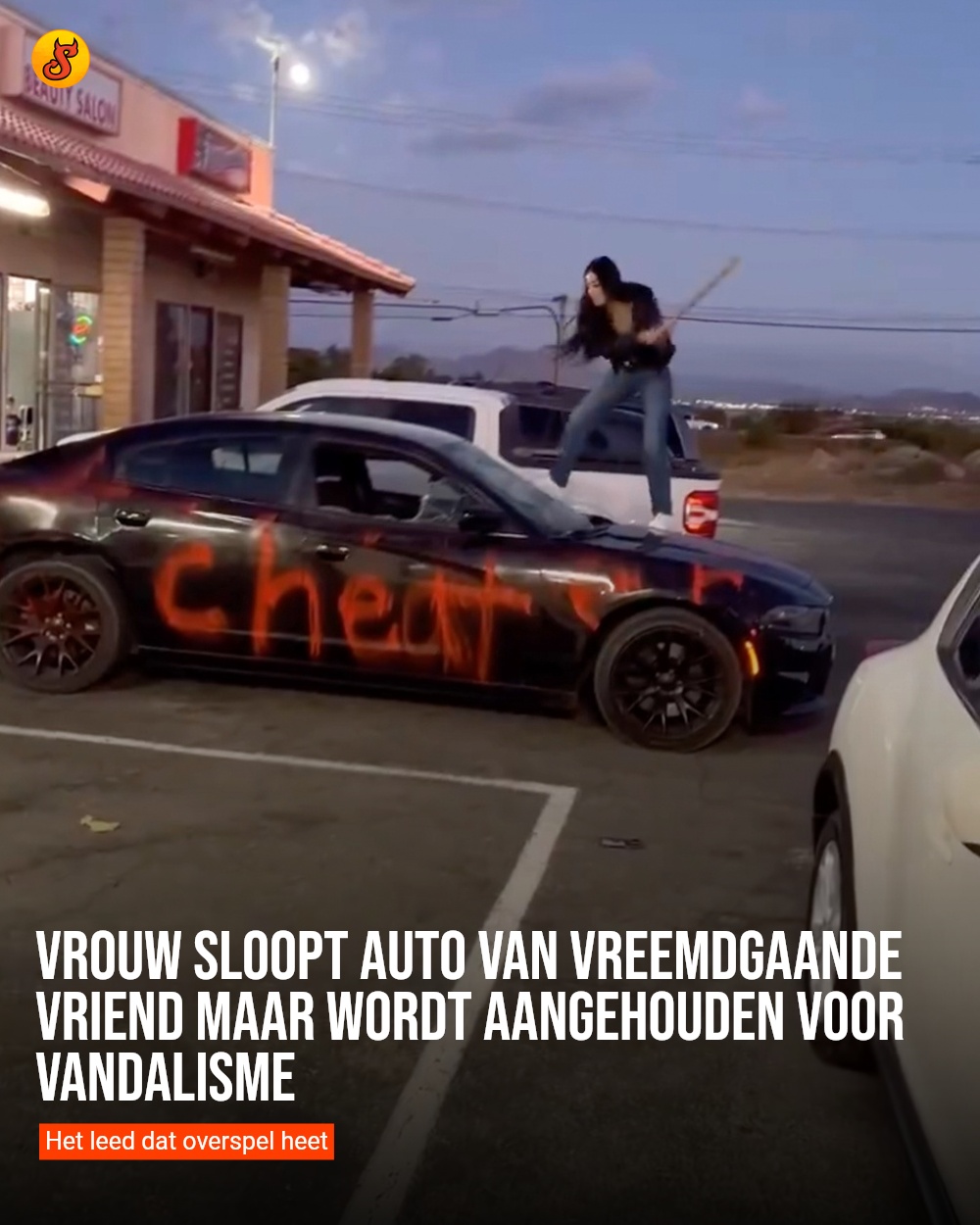Vrouw sloopt auto van vreemdgaande vriend maar wordt aangehouden voor vandalisme