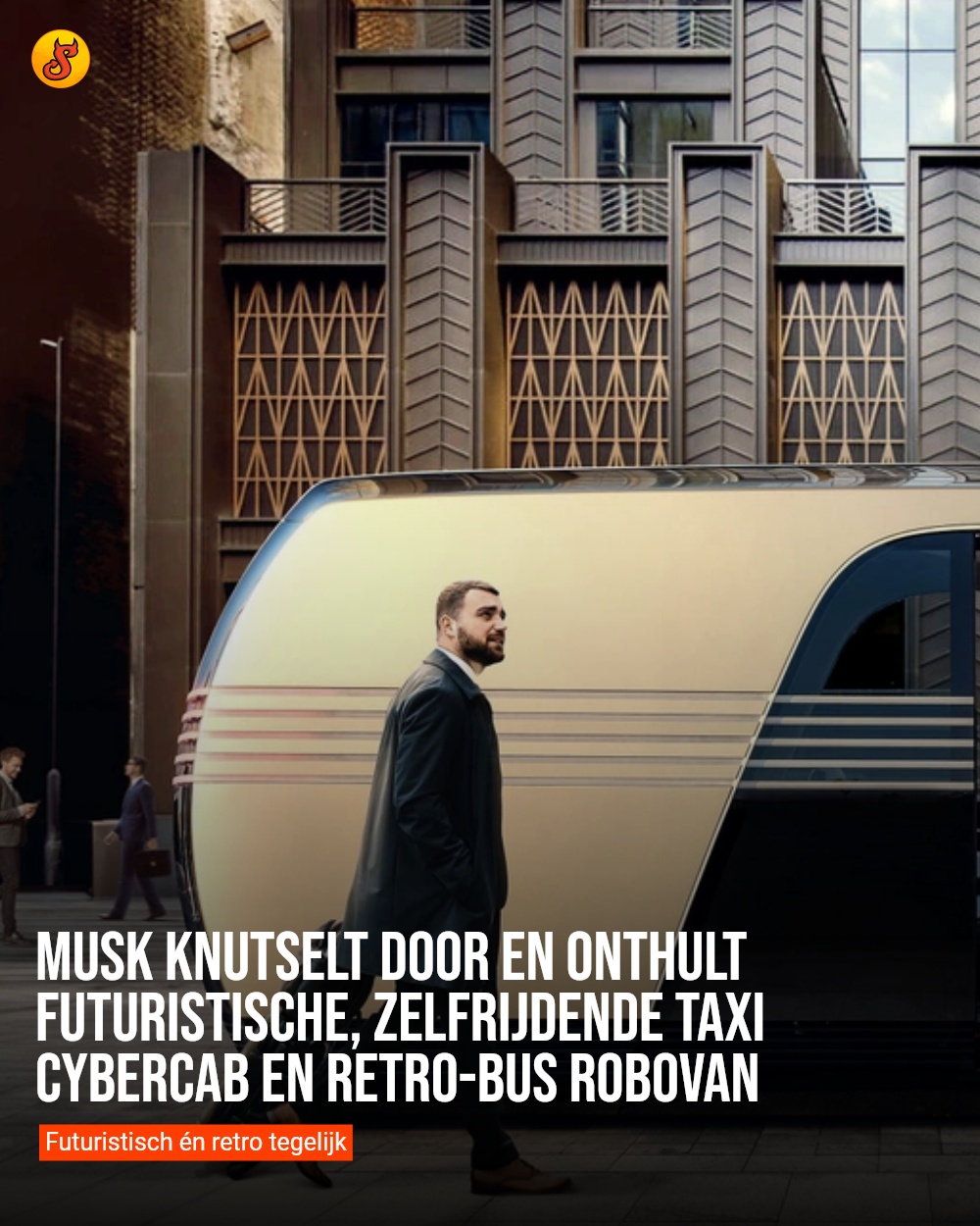 Musk knutselt door en onthult futuristische, zelfrijdende taxi Cybercab en retro-bus Robovan