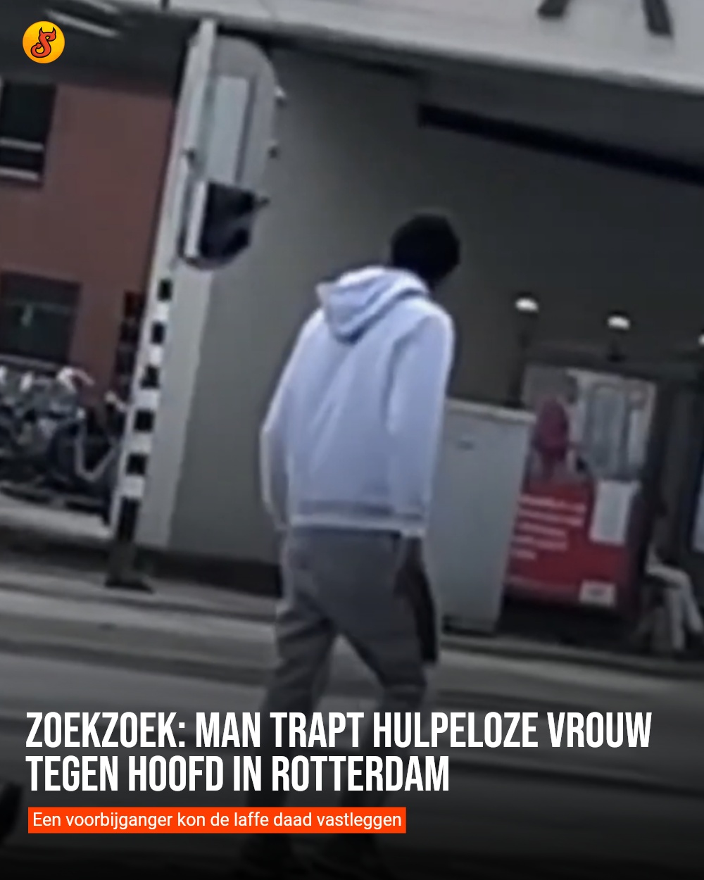Zoekzoek: Man trapt hulpeloze vrouw tegen hoofd in Rotterdam