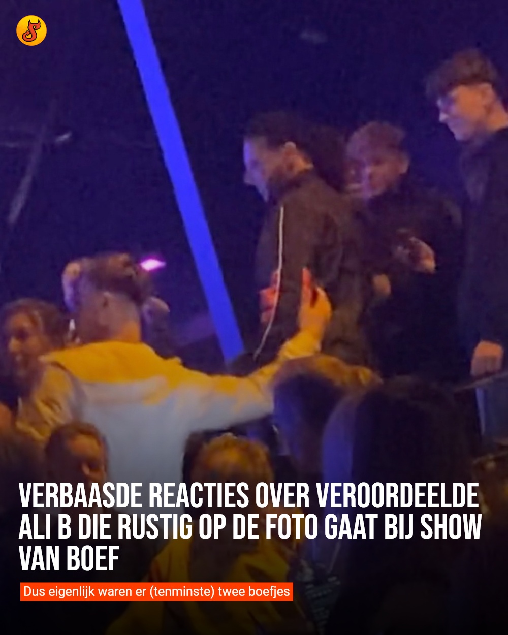 Verbaasde reacties over veroordeelde Ali B die rustig op de foto gaat bij show van Boef