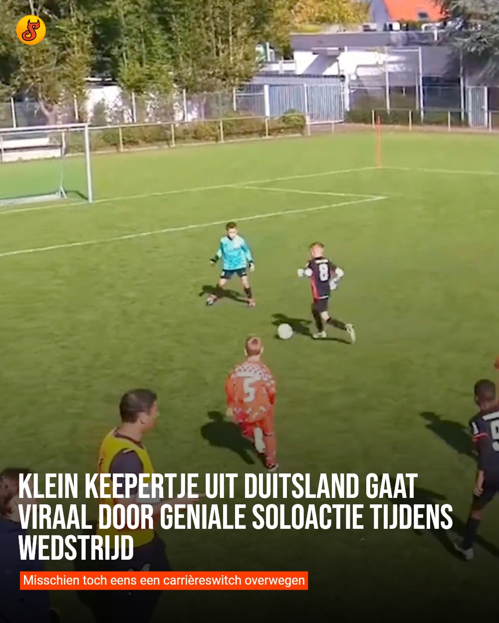 Klein keepertje uit Duitsland gaat viraal door geniale soloactie tijdens wedstrijd