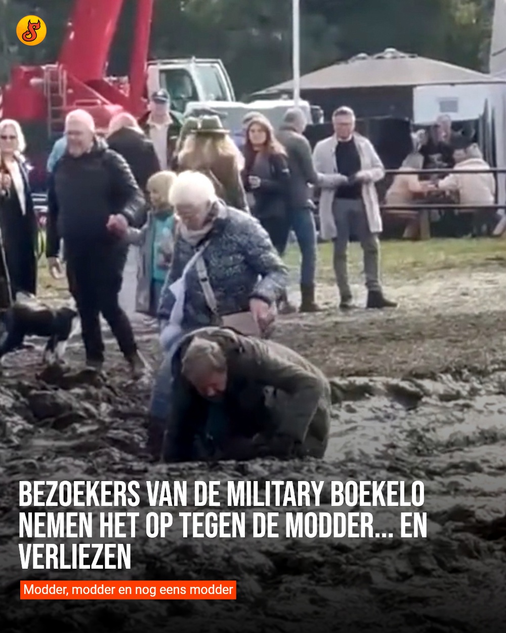 Bezoekers van de Military Boekelo nemen het op tegen de modder... En verliezen