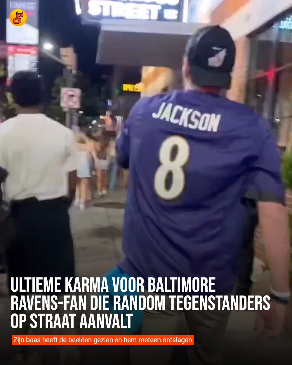Ultieme karma voor Baltimore Ravens-fan die random tegenstanders op straat aanvalt