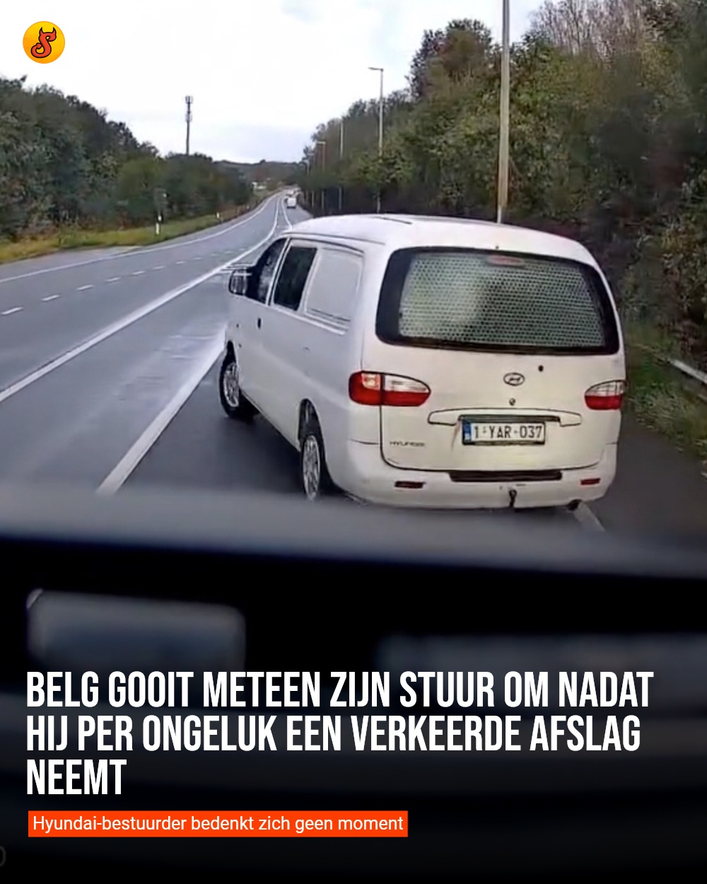Belg gooit meteen zijn stuur om nadat hij per ongeluk een verkeerde afslag neemt