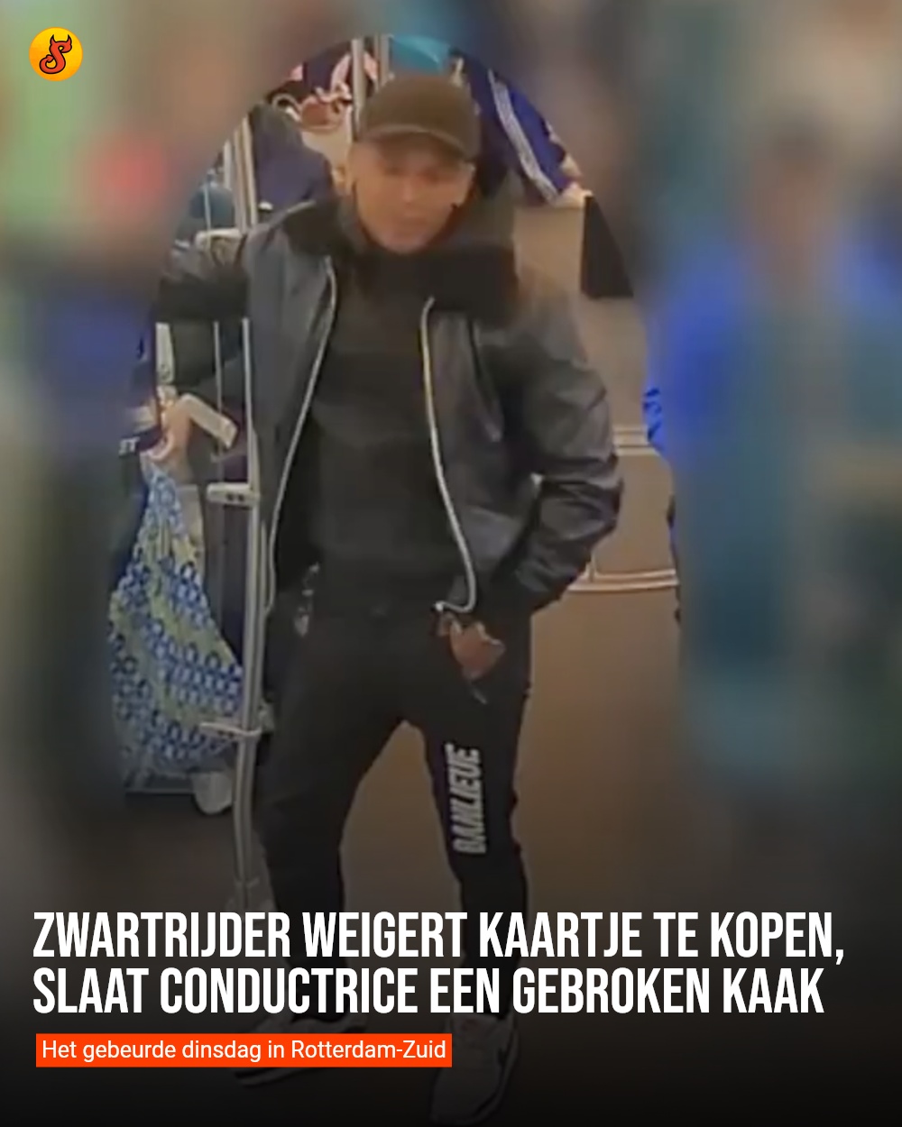 Zwartrijder weigert kaartje te kopen, slaat conductrice een gebroken kaak