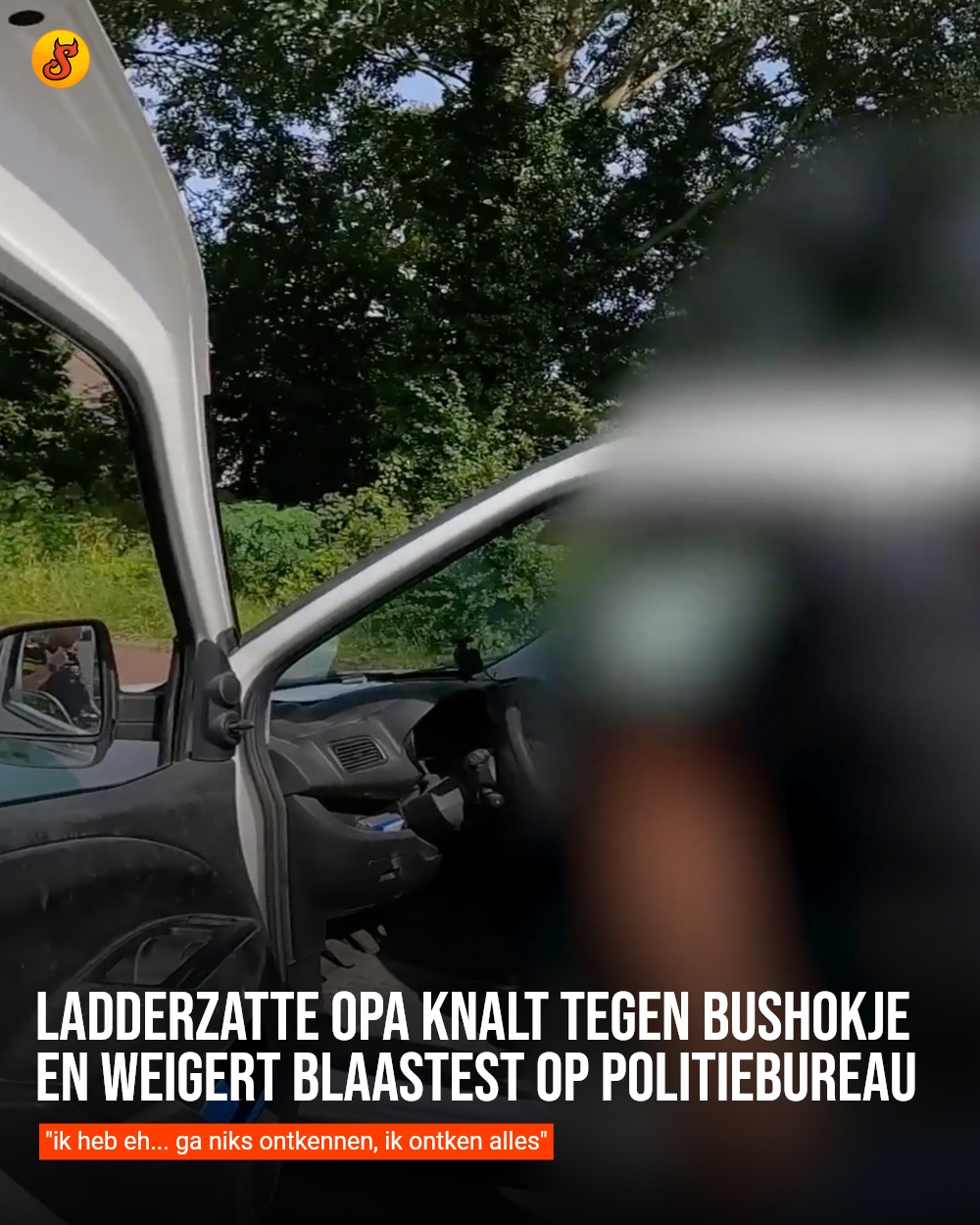 Ladderzatte opa knalt tegen bushokje en weigert blaastest op politiebureau