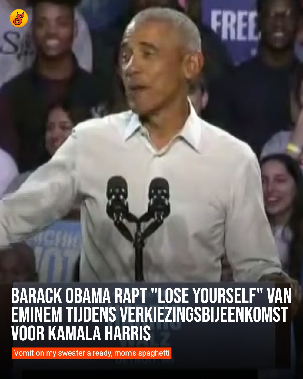 Barack Obama rapt "Lose yourself" van Eminem tijdens verkiezingsbijeenkomst voor Kamala Harris