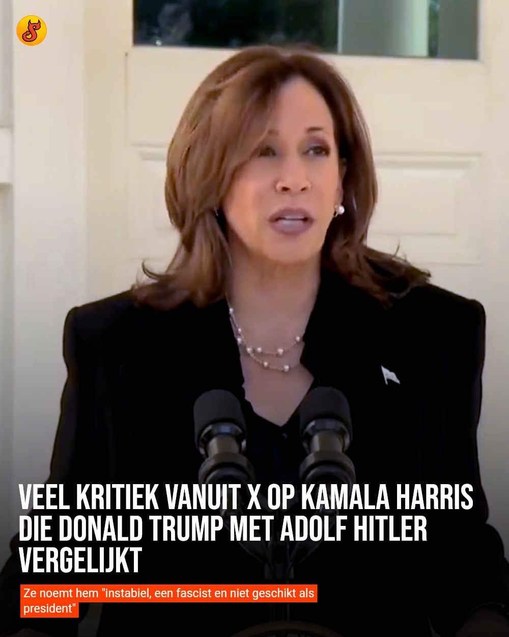 Veel kritiek vanuit X op Kamala Harris die Donald Trump met Adolf Hitler vergelijkt
