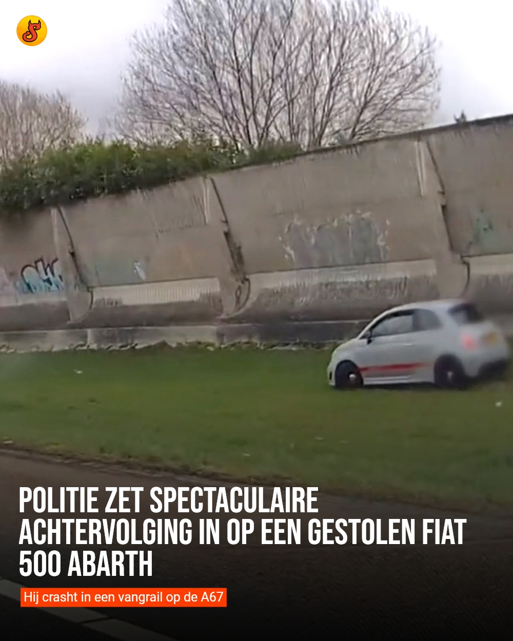 Politie zet spectaculaire achtervolging in op een gestolen Fiat 500 Abarth