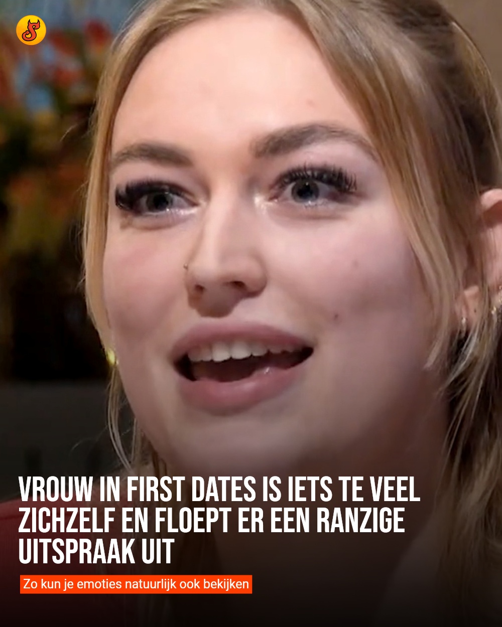 Vrouw in First Dates is iets te veel zichzelf en floept er een ranzige uitspraak uit
