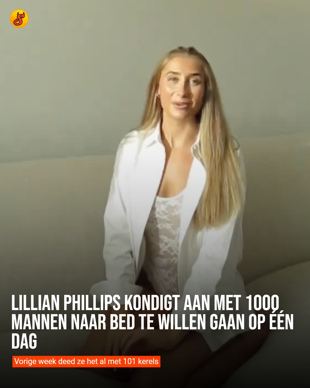 Lillian Phillips kondigt aan met 1000 mannen naar bed te willen gaan op één dag