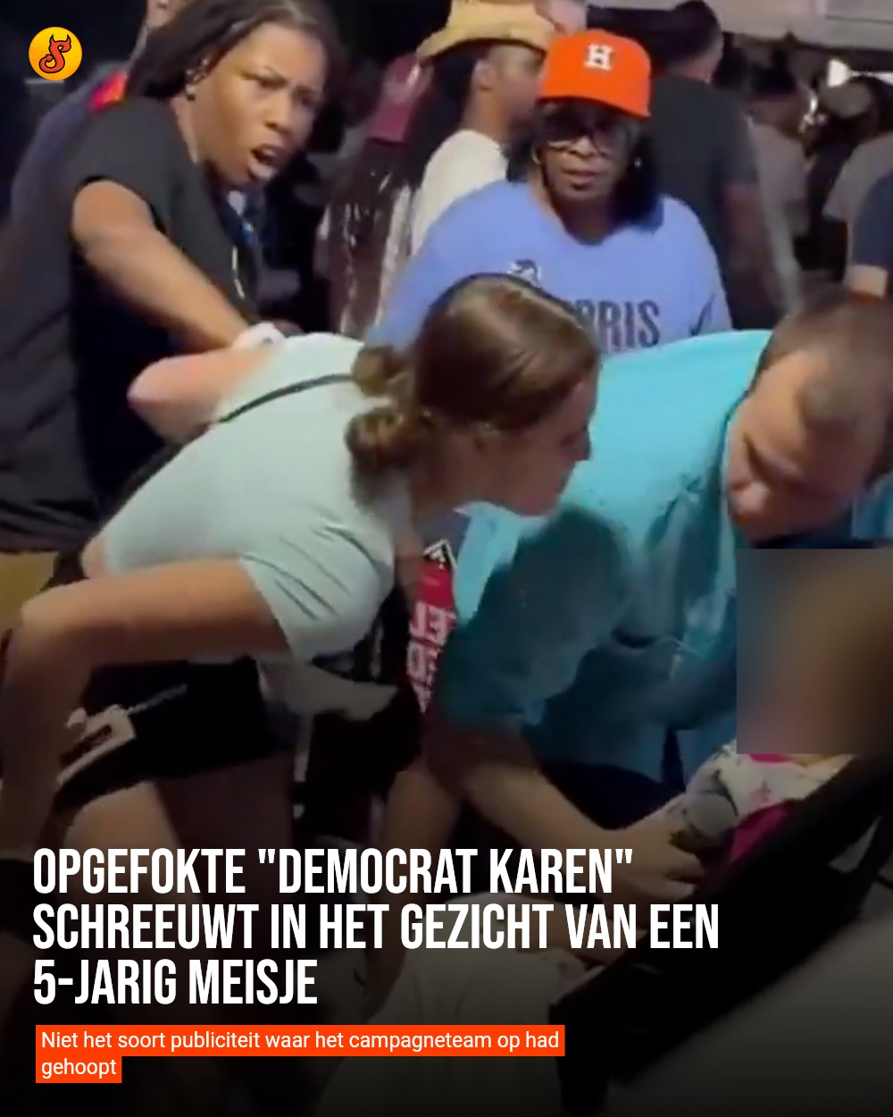 Opgefokte "Democrat Karen" schreeuwt in het gezicht van een 5-jarig meisje