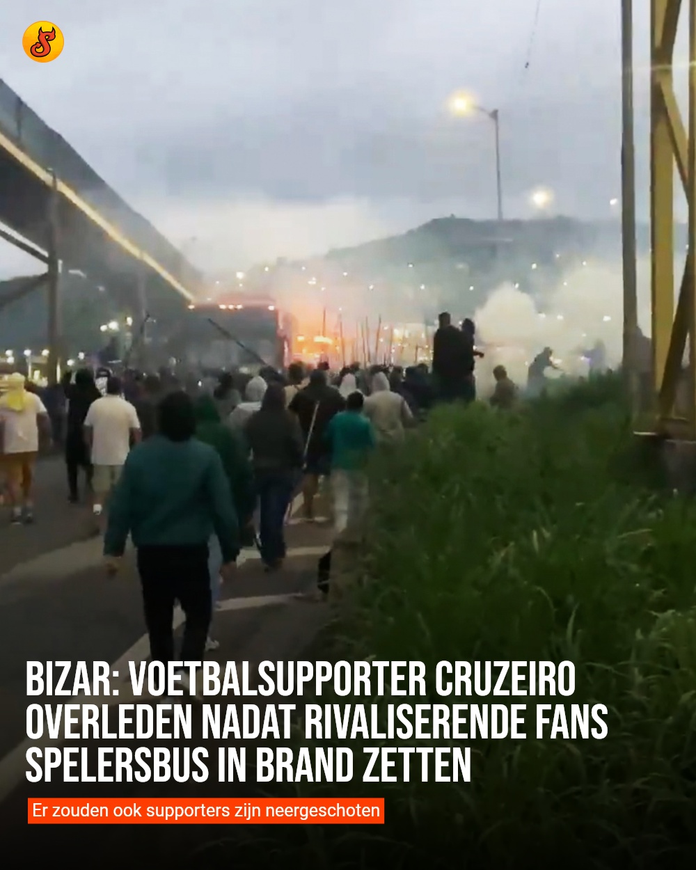 Bizar: Voetbalsupporter Cruzeiro overleden nadat rivaliserende fans spelersbus in brand zetten