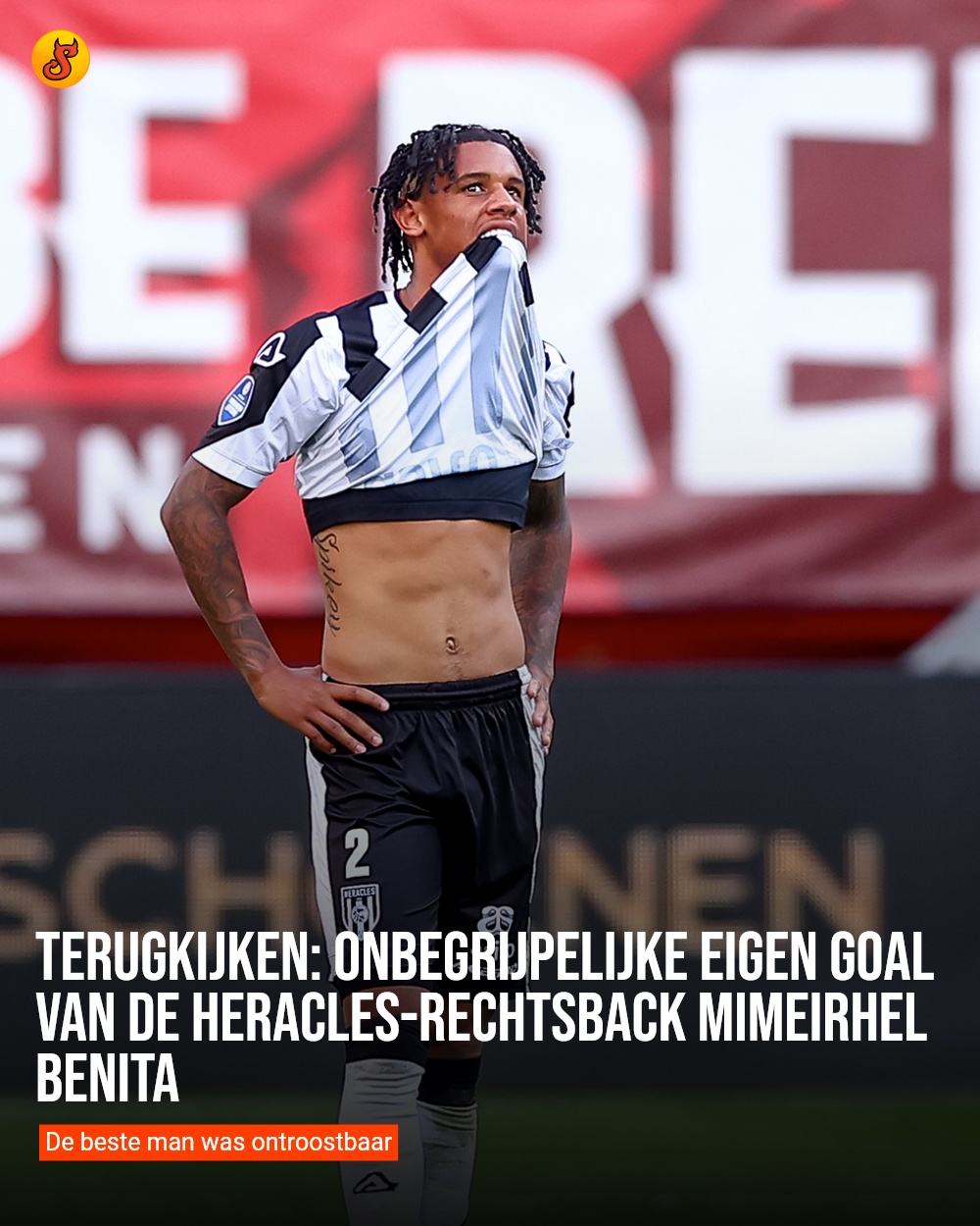 Terugkijken: Onbegrijpelijke eigen goal van de Heracles-rechtsback Mimeirhel Benita
